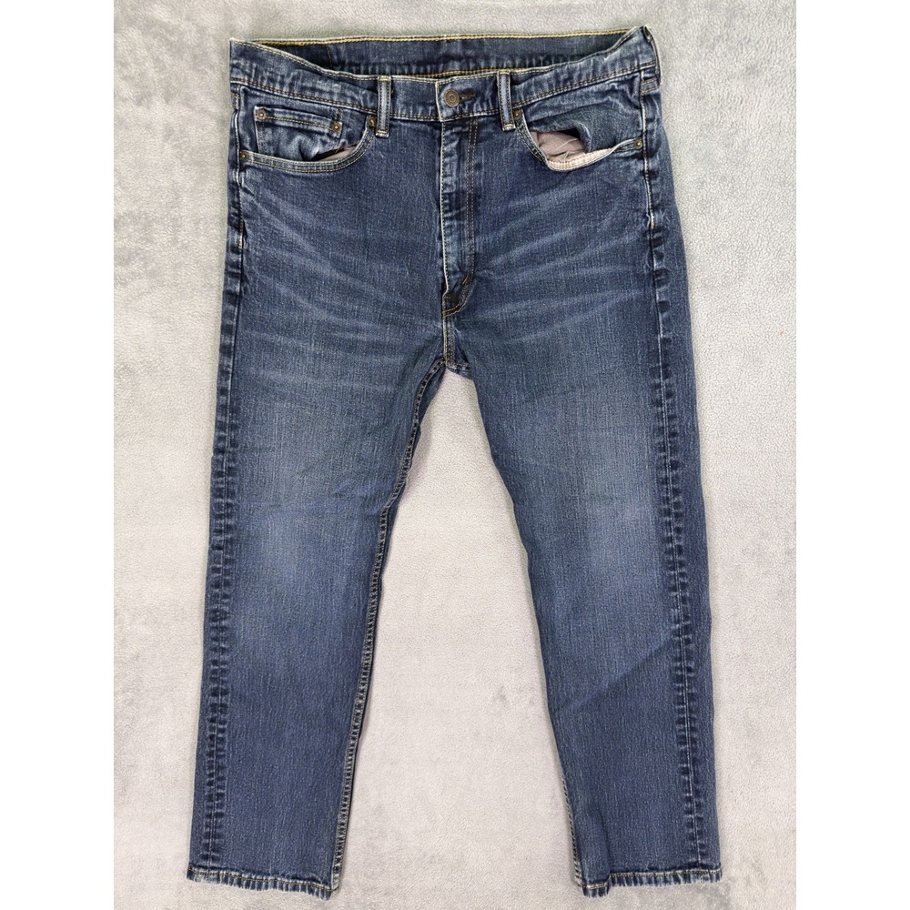 Levis 505 Jeans Mens 36x30 Blue Straight Dark Wash Denim Mid Rise Workwear